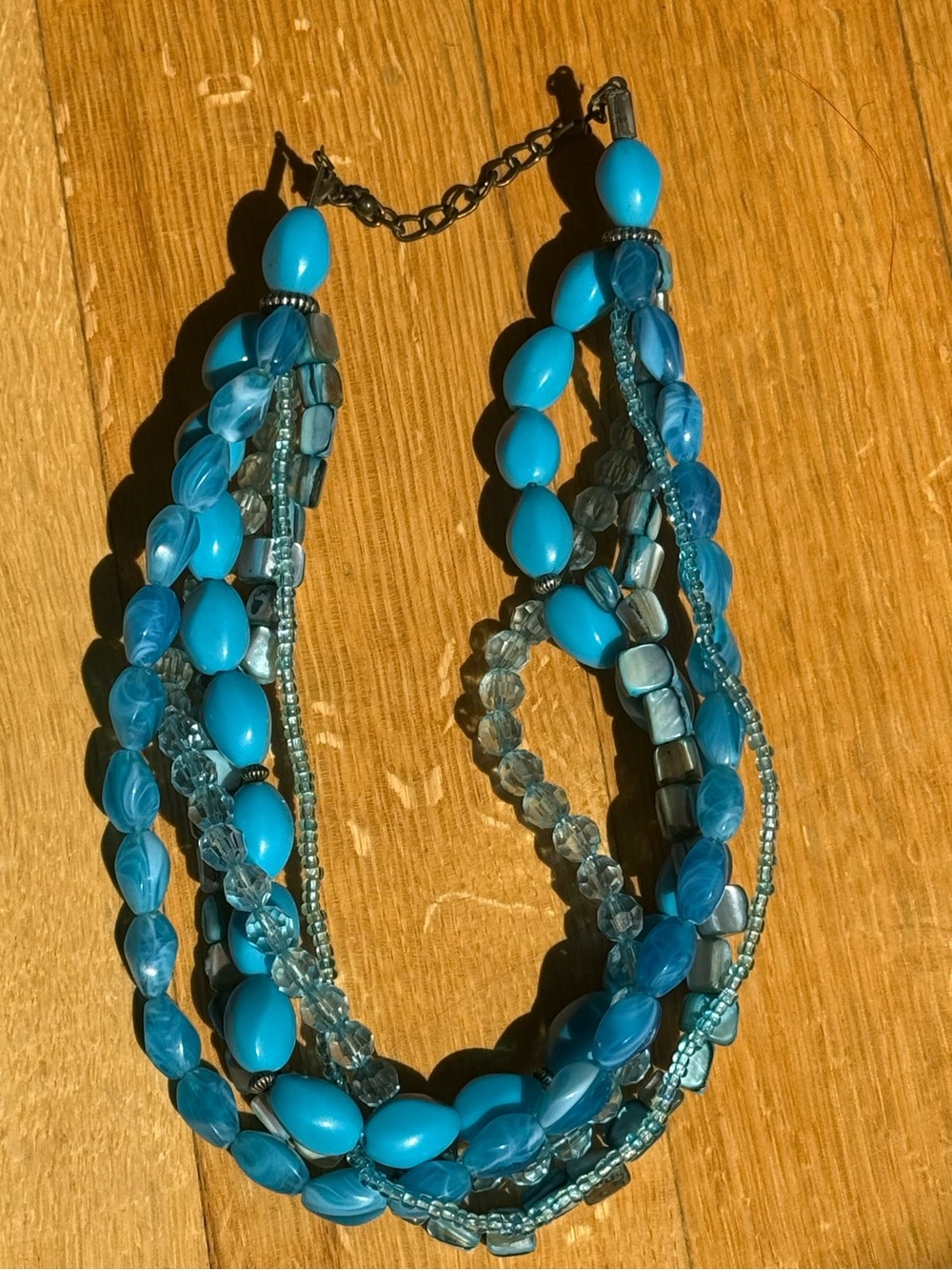 Vintage Turquoise Multi-Strand Beaded Necklace - Blue